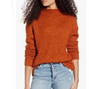 NWT Rusty Pumpkin Mock Neck Bouclé Sweater